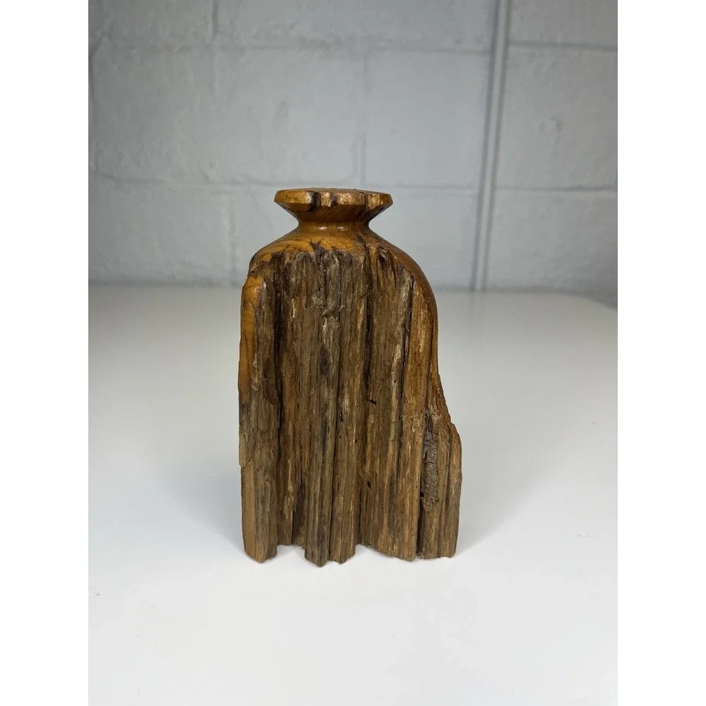 Live Edge Wood Vase Weed Pot Australian Red Gum Wood Fence Post Brutalist Rustic